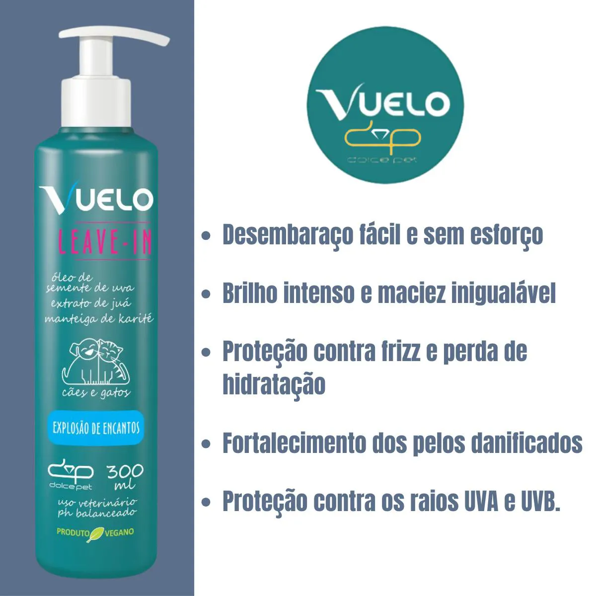 Kit Vuelo Shampoo Clareador + Leave-In Explosão de Encantos para Cães e Gatos
