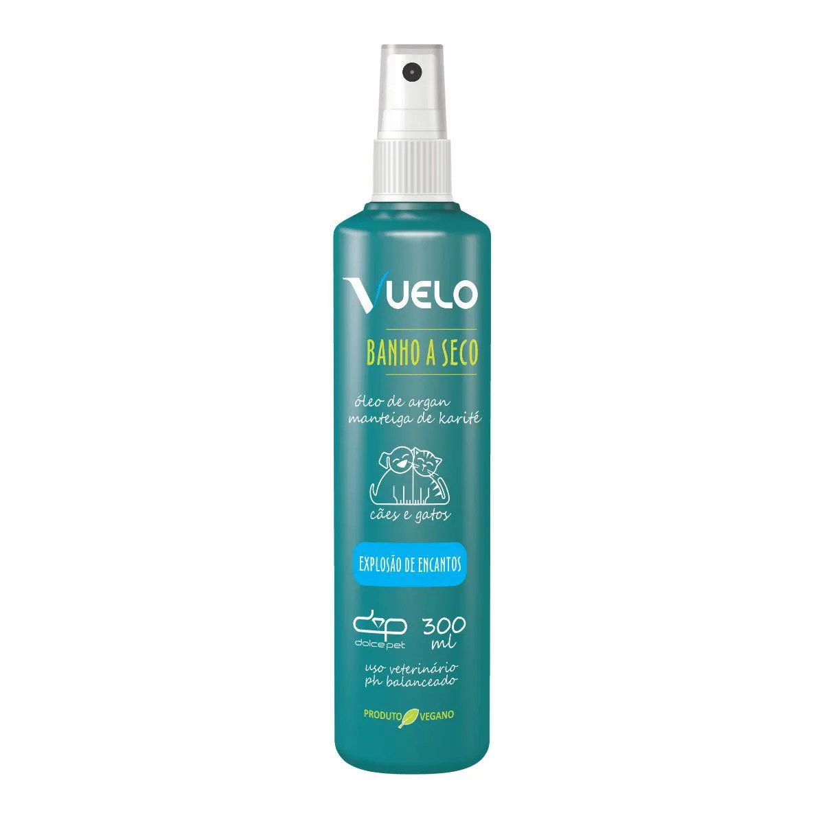 Kit Vuelo Shampoo Liso + Fluido Desembaraçador + Banho a Seco Explosão de Encantos para Cães e Gatos