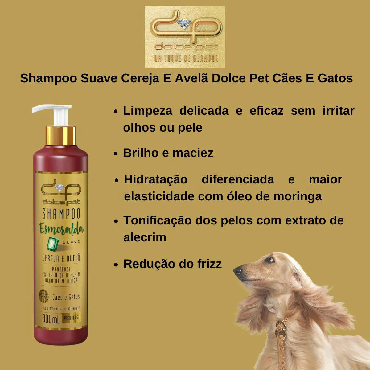 Shampoo Suave Cereja e Avelã Dolce Pet Cães e Gatos - 300 Ml