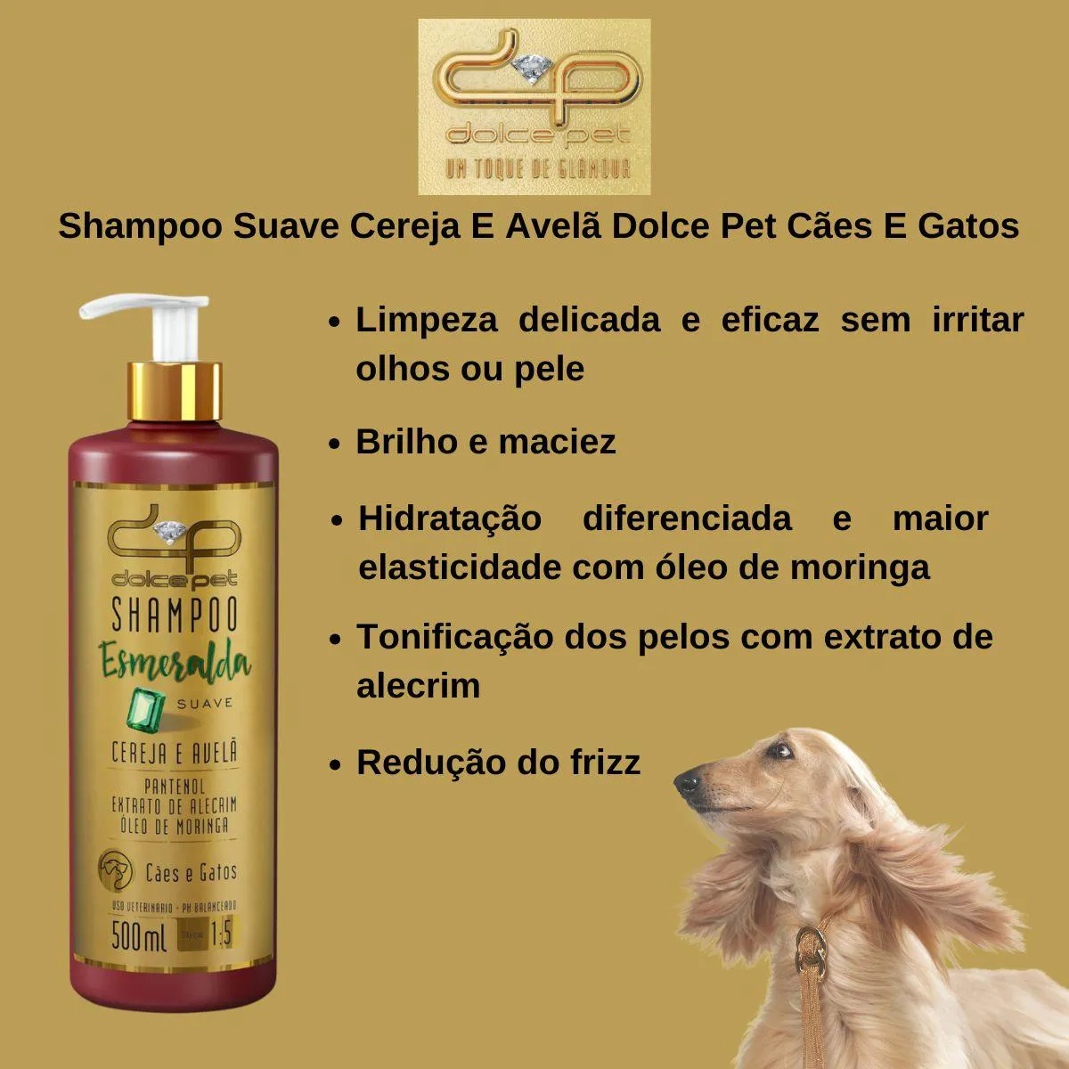 Shampoo Suave Cereja e Avelã Dolce Pet Cães e Gatos - 500 Ml