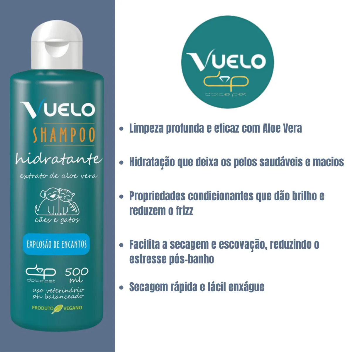Shampoo Vuelo Hidratante Explosão de Encantos para Cães e Gatos 500Ml