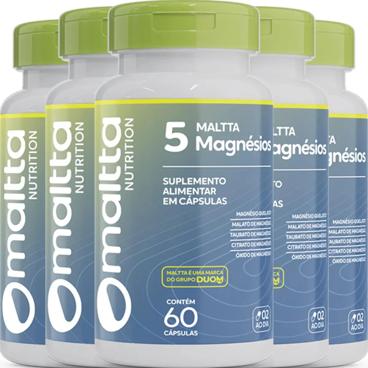 Kit C5 Suplemento Magnésio 5 Tipos Maltta Nutrition