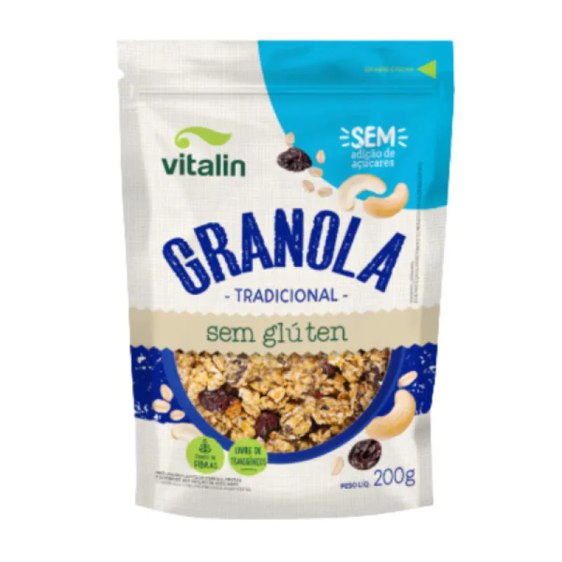 Granola Tradicional Zero Açúcar sem Glúten Vitalin 200G