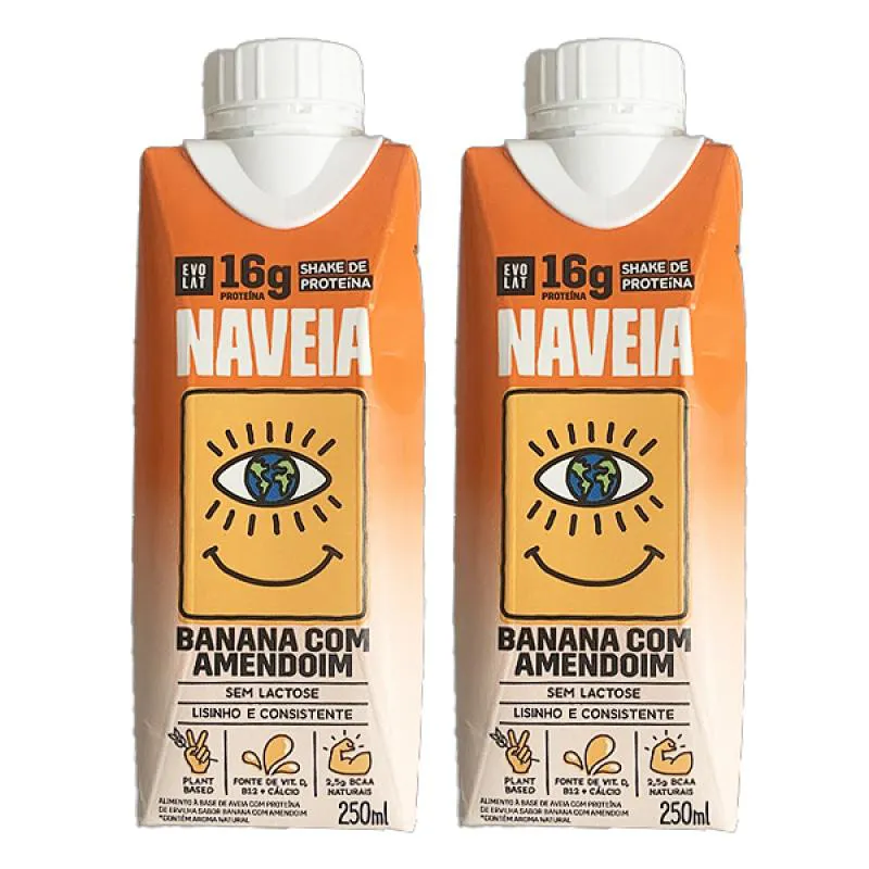 Kit 2X: Shake Proteico Vegano Banana com Amendoim Naveia 250Ml