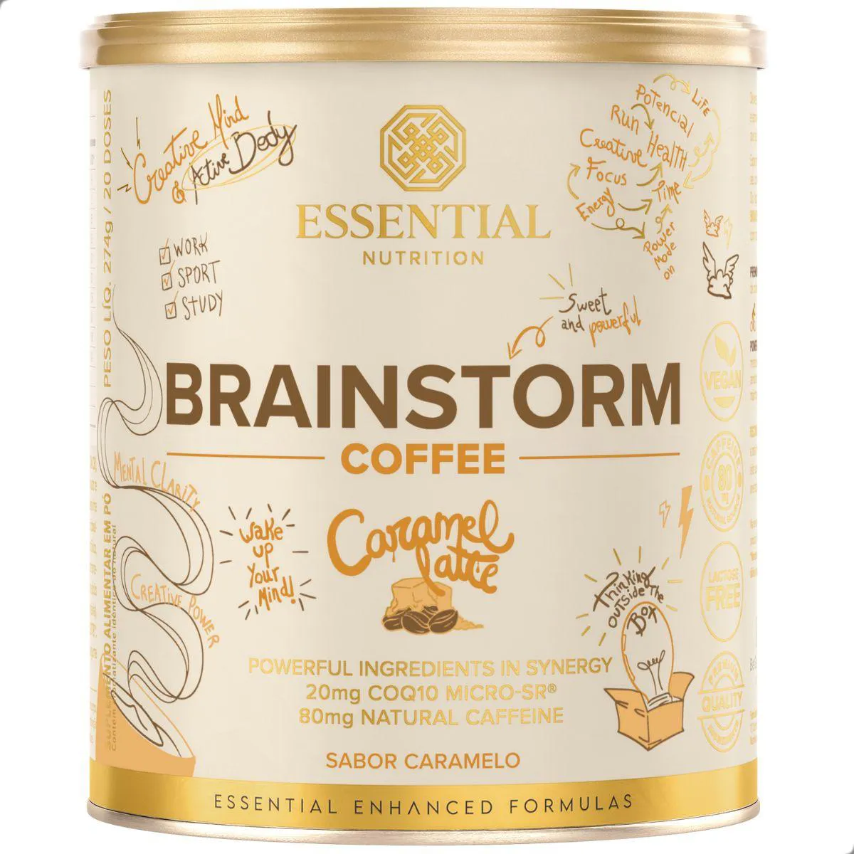 Brainstorm Coffee Energia 186G Essential Nutrition Caramelo