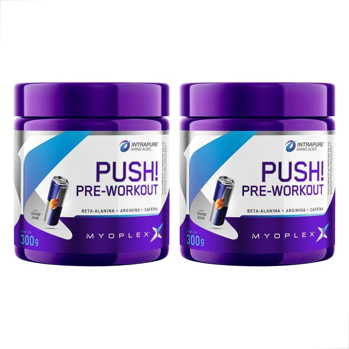 Kit 2 Pre Workout Push Cafeina Alanina Arginina 300G Myoplex