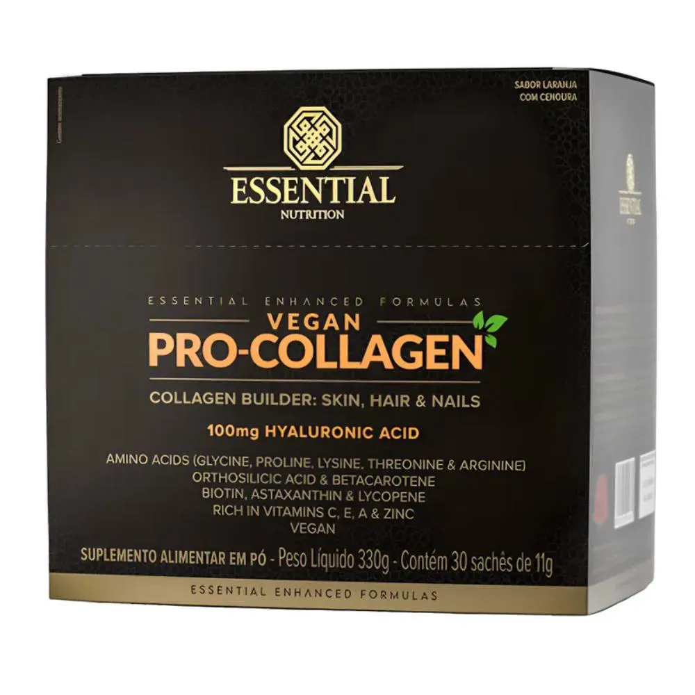 Vegan Pro-Collagen 100Mg 30 Sachês 11G Vegano 330G Essential Laranja