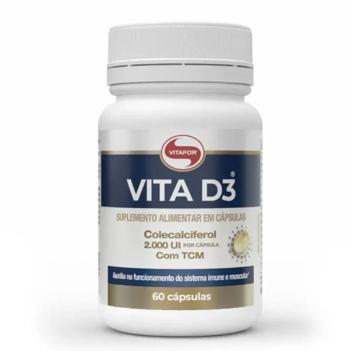 Vitamina D3 2.000Ui com Tcm 60 Capsulas Vitafor Natural
