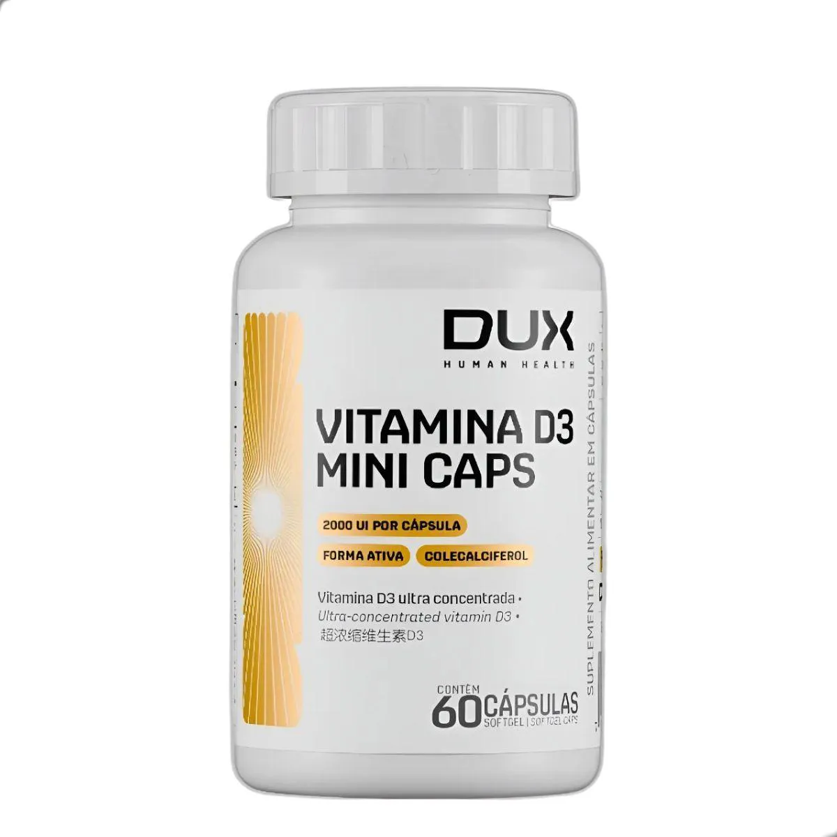 Vitamina D3 Mini Caps 2000Ui Imunidade 60 Capsulas Dux Nutrition Natural