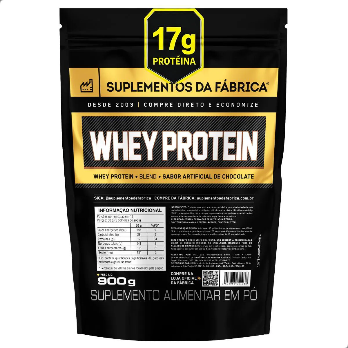 Whey Protein Iso Blend Complex 900G Suplemento da Fabrica Chocolate