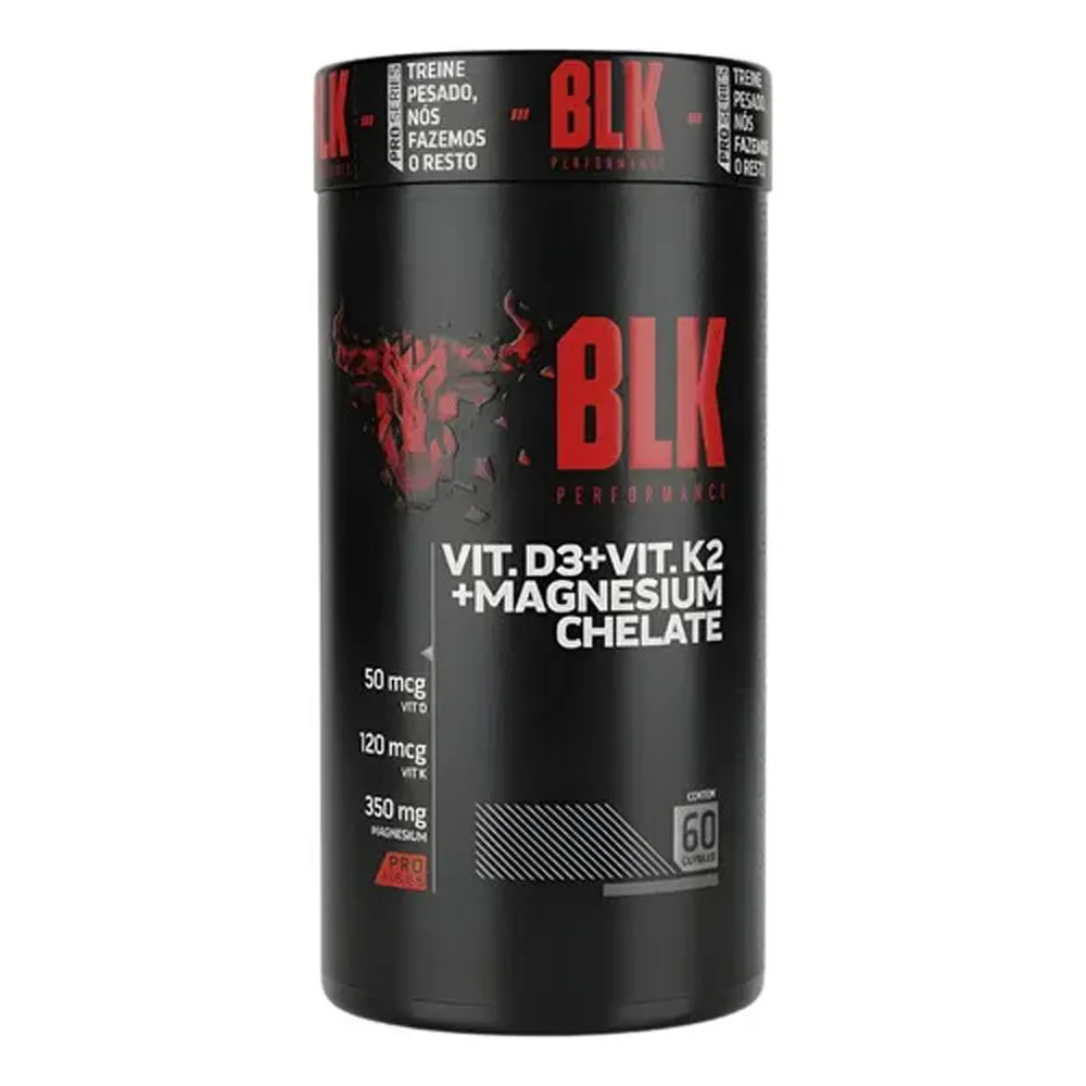 Vitamina D3 + Vitamina K2 + Magnesio Chelate - 60 Cápsulas - Blk Performance SEM Sabor