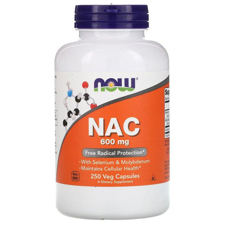 Nac - Acetilcisteína 600Mg 250 Cápsulas com Selênio - Now Foods