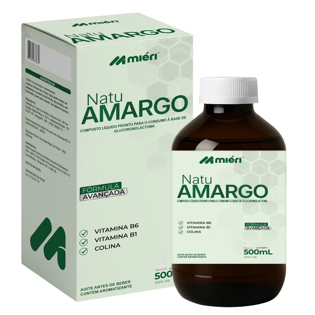 Natu Amargo Liquido - Vitamina B6, Vitamina B1, Colina - Glucoronolactona - Mieri 500ml