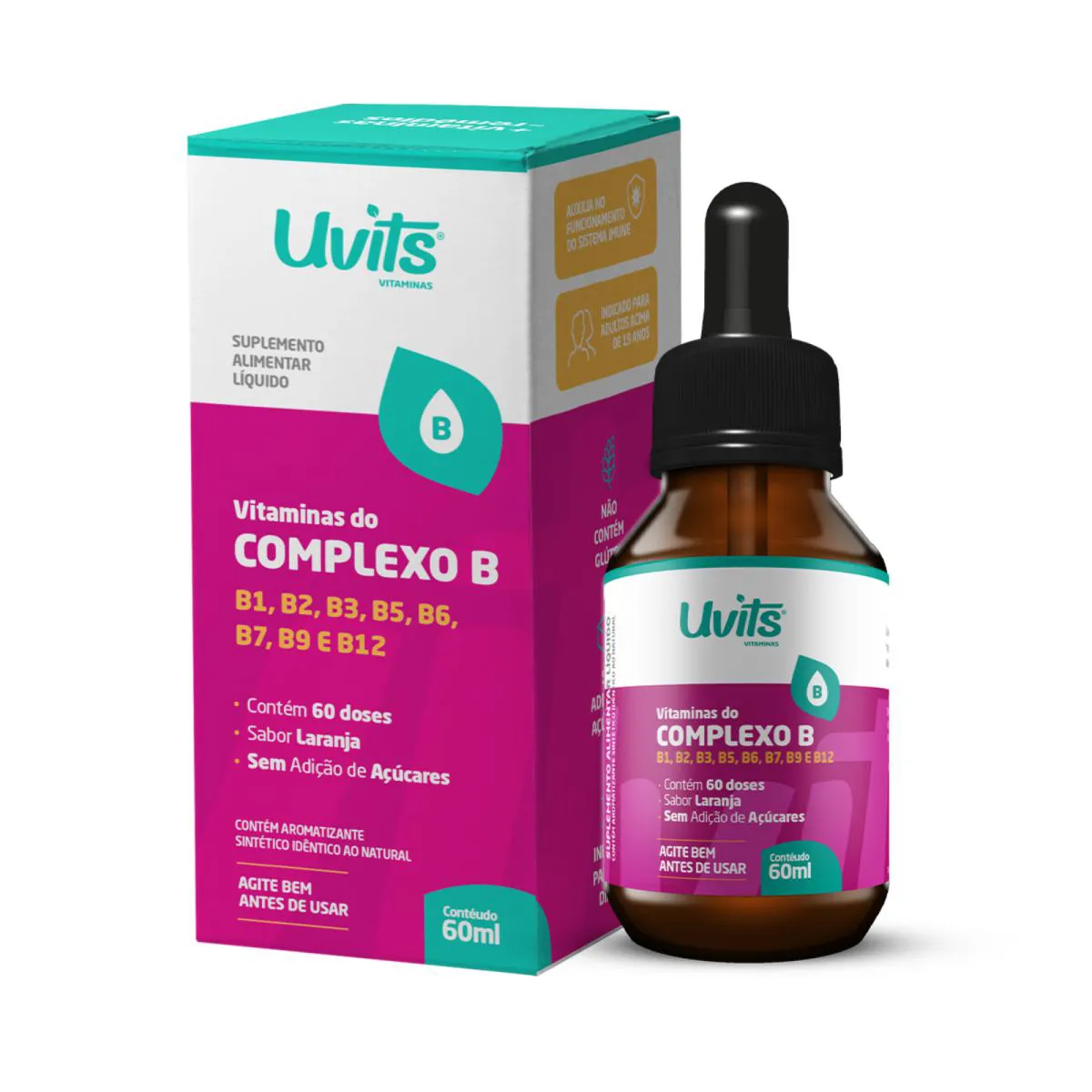 Vitamina Complexo B Liquida Uvits com 60 Doses