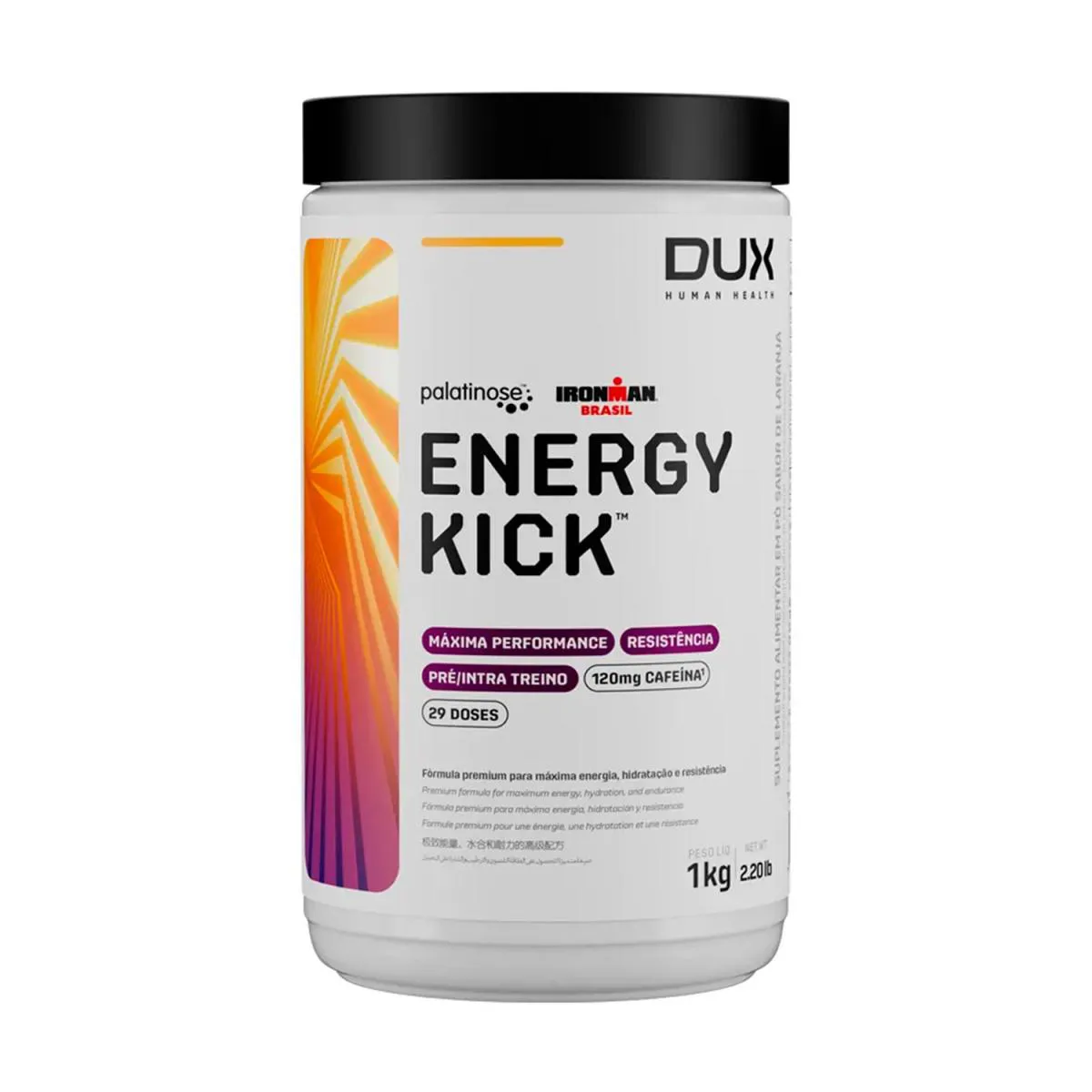 Intra Treino Energy Kick Caffeine com Palatinose 1Kg Sabor Laranja Dux Human Health