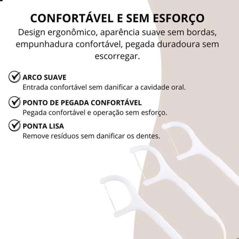 Kit 30 Fios Dentais com Cabo Hastes Dentais Flosser Portáteis para Higiene Bucal Completa