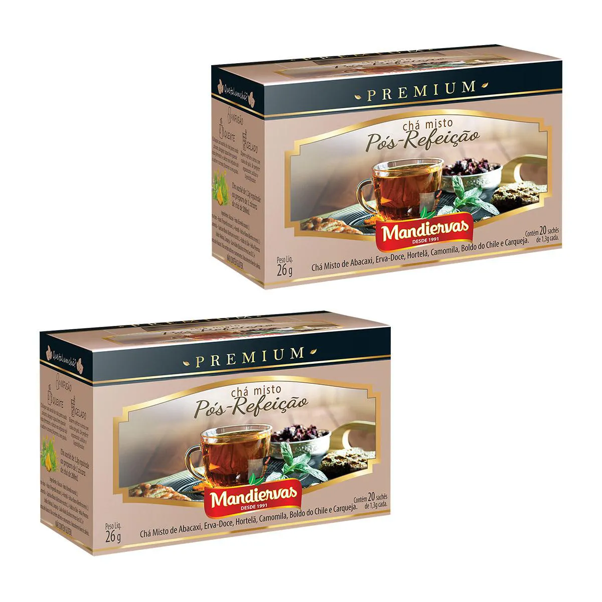 Kit 2Un Chá Misto Premium Pós Refeição Digestivo Sachês - 20X1,3G