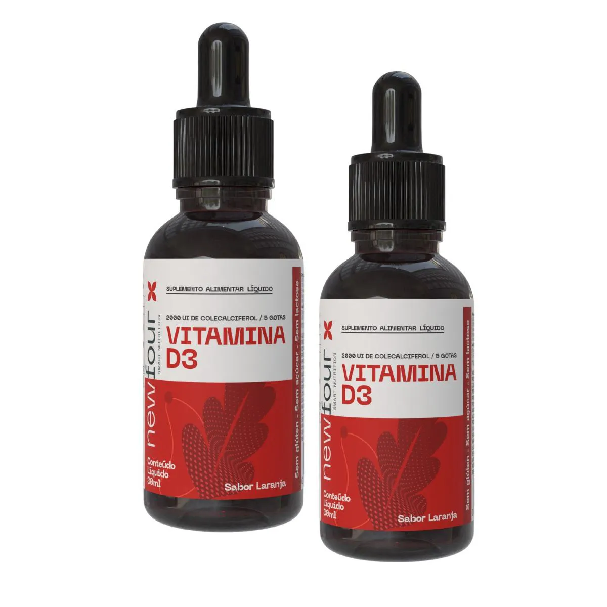 Vitamina D3 2000 Ui de Colecalciferol em Gotas Laranja Kit com 2 Frascos com Total de 60Ml