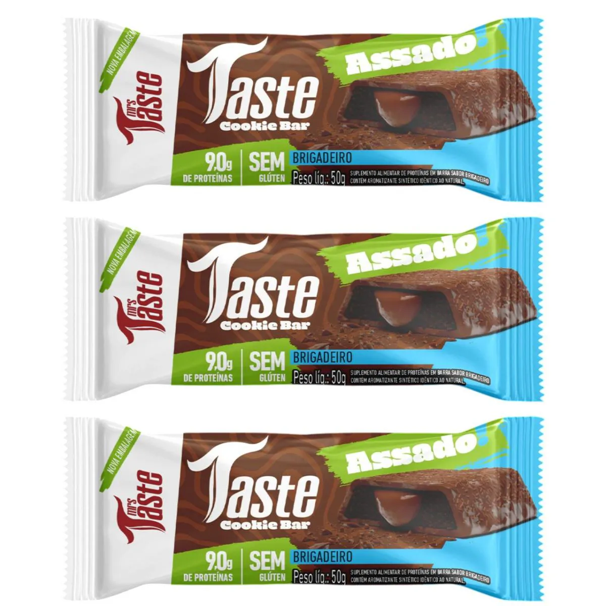 Kit 3 Barra de Proteina Brigadeiro 50G 9G de Proteina Zero