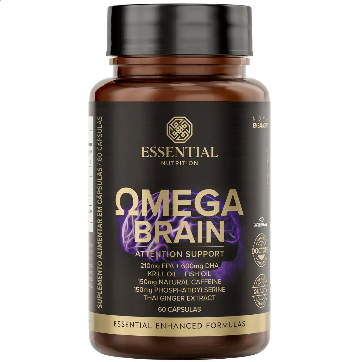 Omega Brain Krill Oil Fosfatidilserina 60 Capsulas Essential Natural