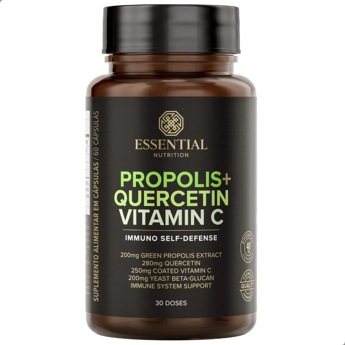 Propolis Quercetin Vitamin C Immuno Self Defense 60 Capsulas Essential Natural
