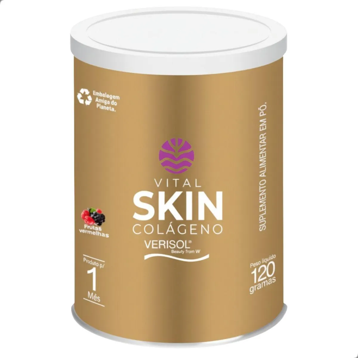 Skin Colageno Verisol Cabelo Pele Unha 120G Vital Atman Frutas Vermelhas