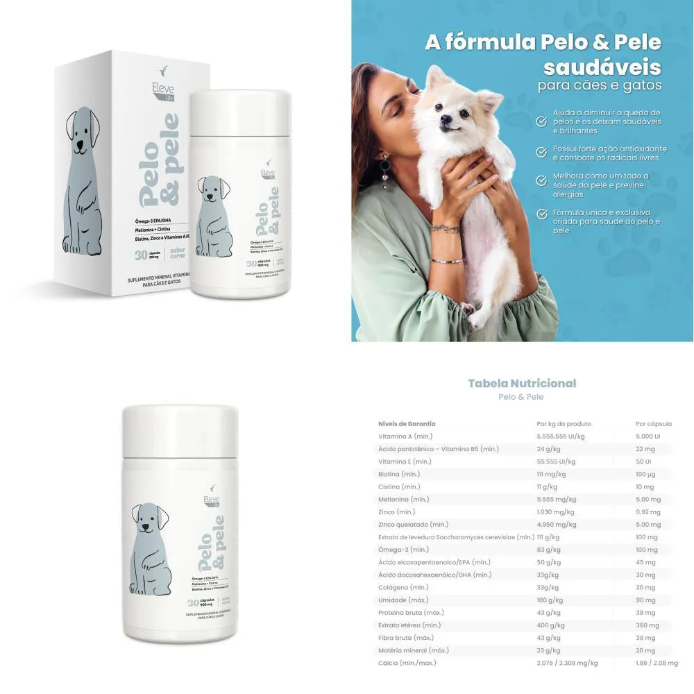Pelo e Pele Ômega 3 + Aminoácidos + Zinco + Vitaminas 900 Mg
