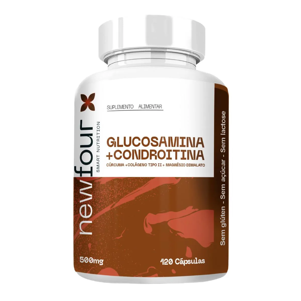Glucosamina + Condroitina - Cúrcuma + Colágeno Tipo Ii + Magnésio Dimalato 120 Cápsulas
