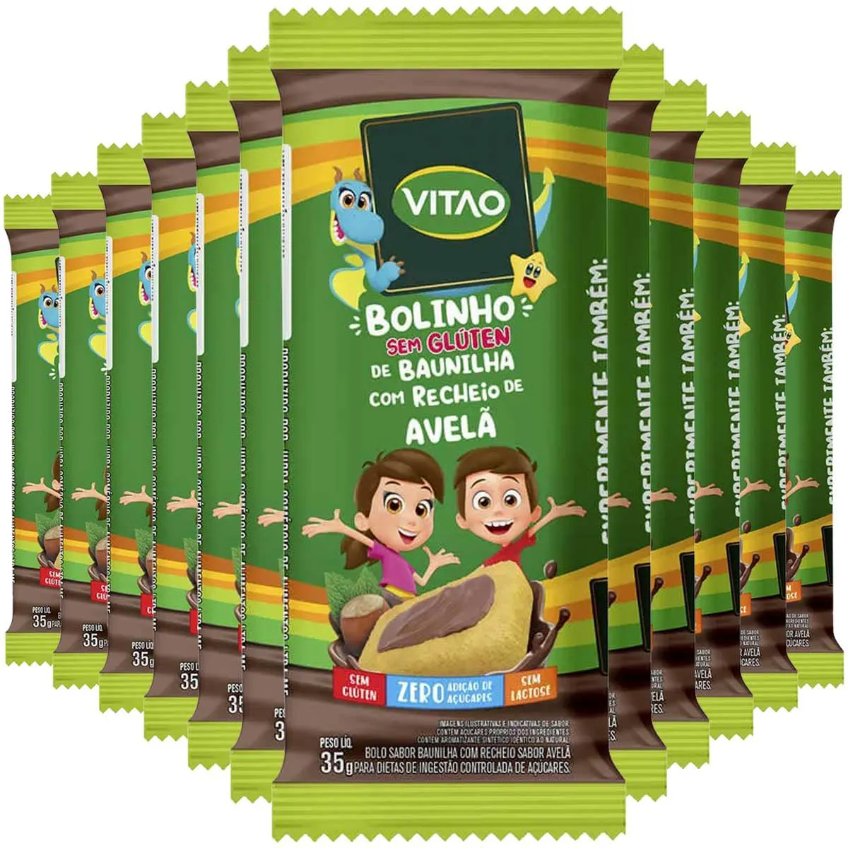 Bolinho sem Glúten Baunilha Recheio de Avelã Vitao Kids 420G