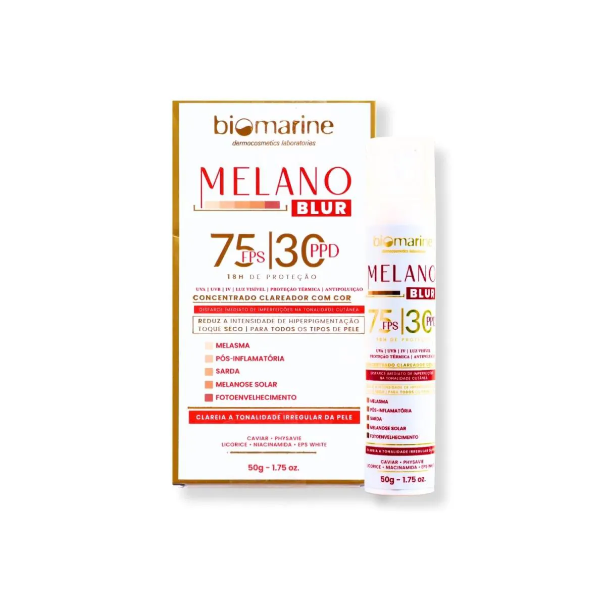 Biomarine Filtro Solar Facial Melano Blur Fps 75 Melasma 50G Natural