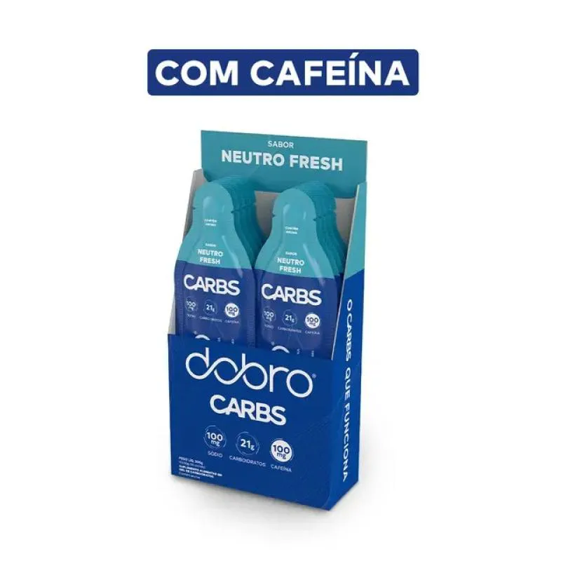 Carbs Gel Dobro - com Cafeína (Display 10 Sachês 30G) - Neutro Fresh