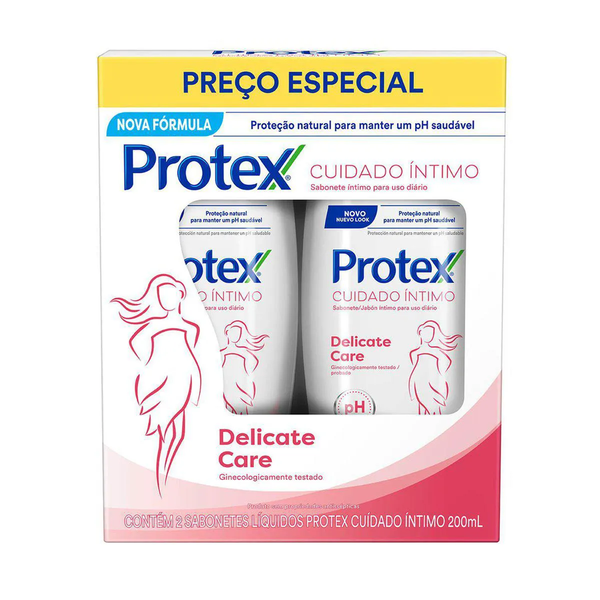 Kit Sabonete Líquido Íntimo Protex Delicate Care Leve 400ml Pague 300ml