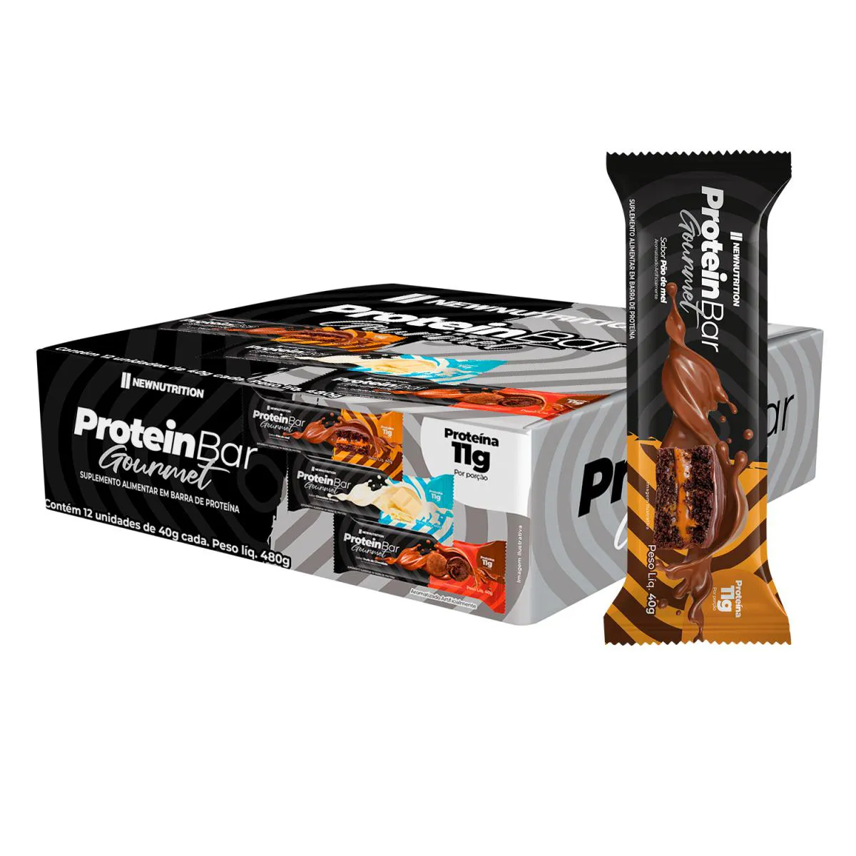 Barra Proteica Gourmet 40G Sabor Pao de Mel Chocolate