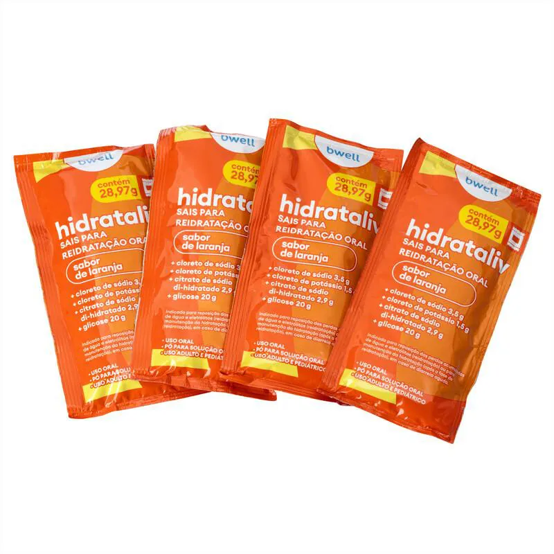 Sais para Reidratação bwell Hidrataliv Laranja 4 envelopes