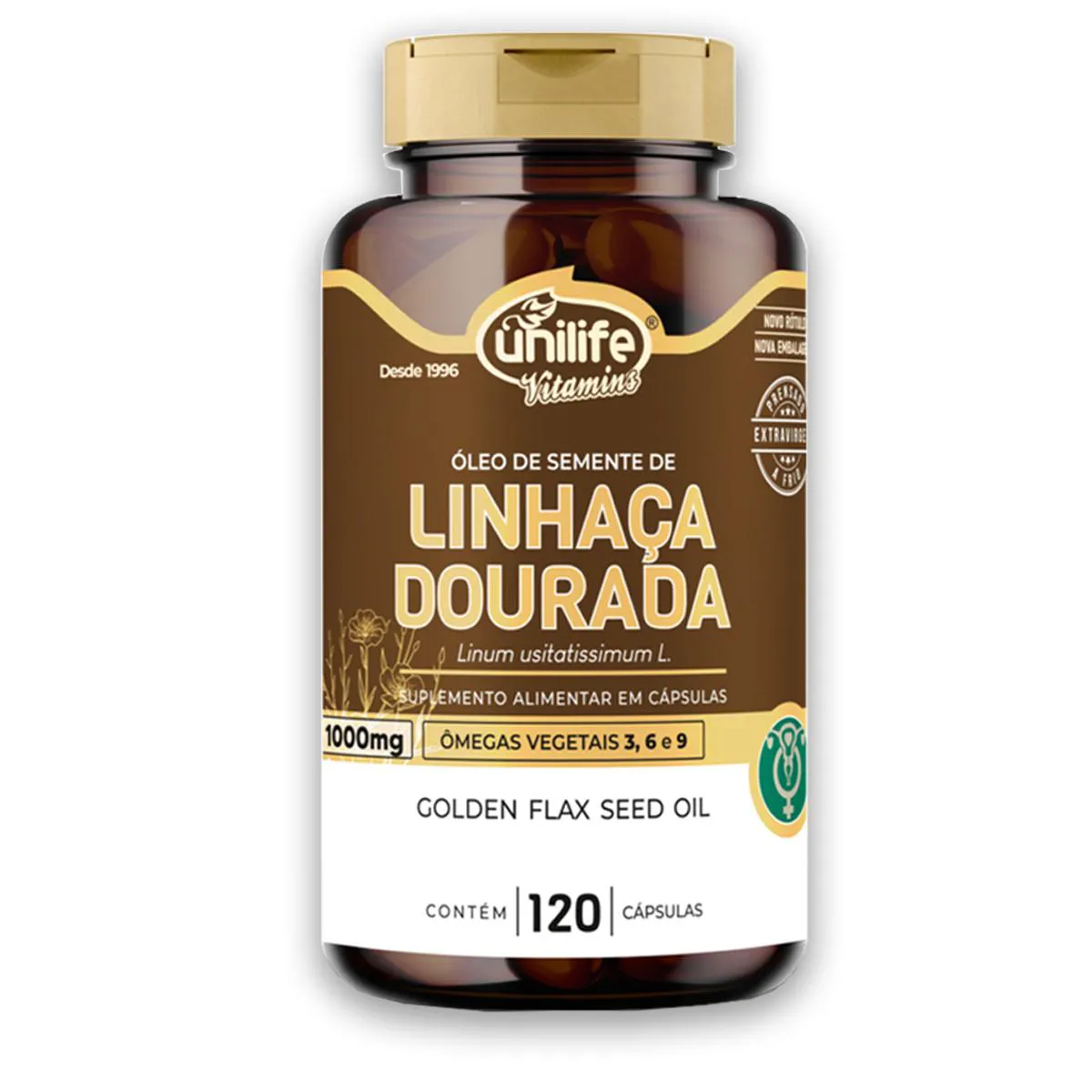Óleo de Semente de Linhaça Dourada Unilife 1000Mg 120 Cápsulas
