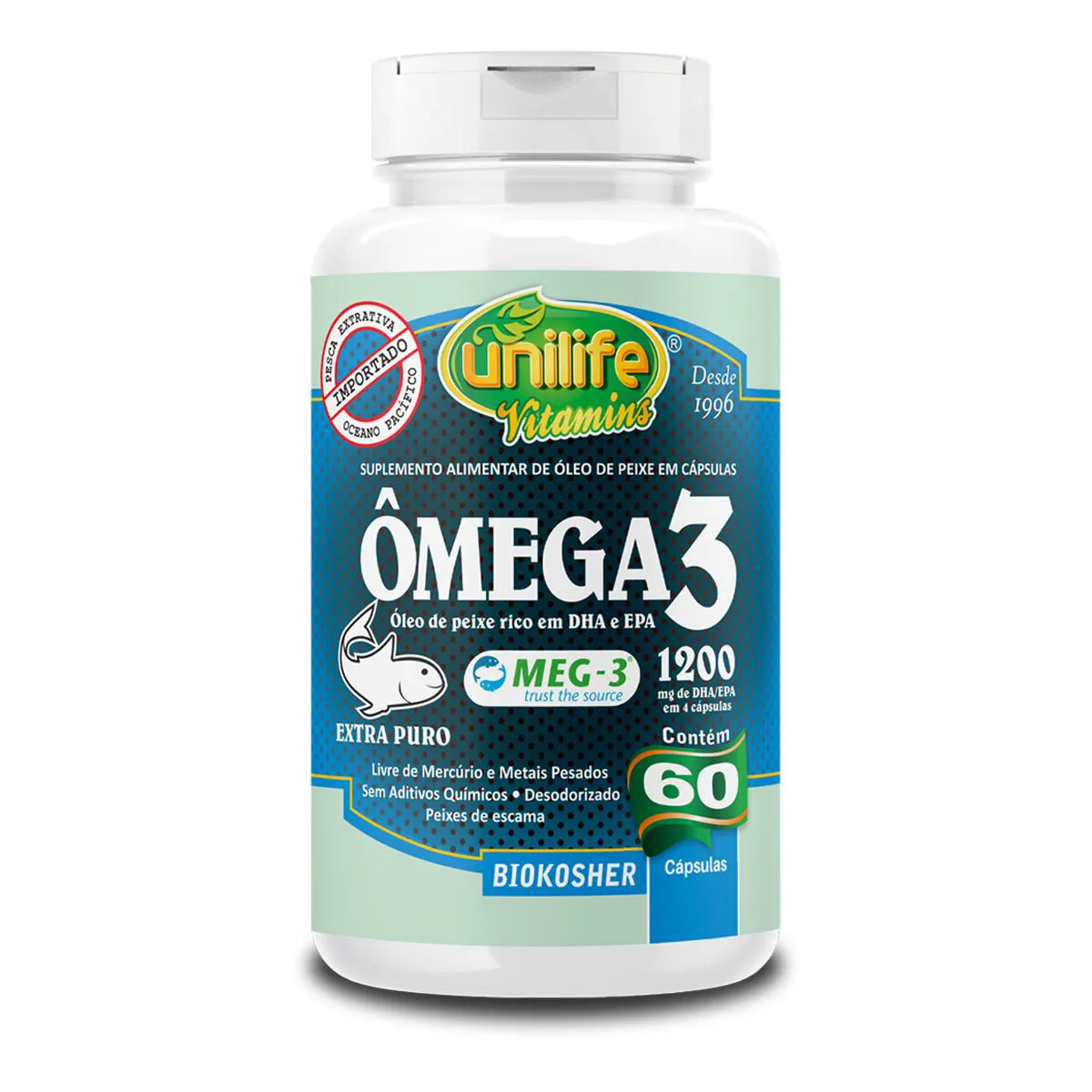 Ômega 3 Óleo de Peixe Unilife 60 Cápsulas 1200Mg