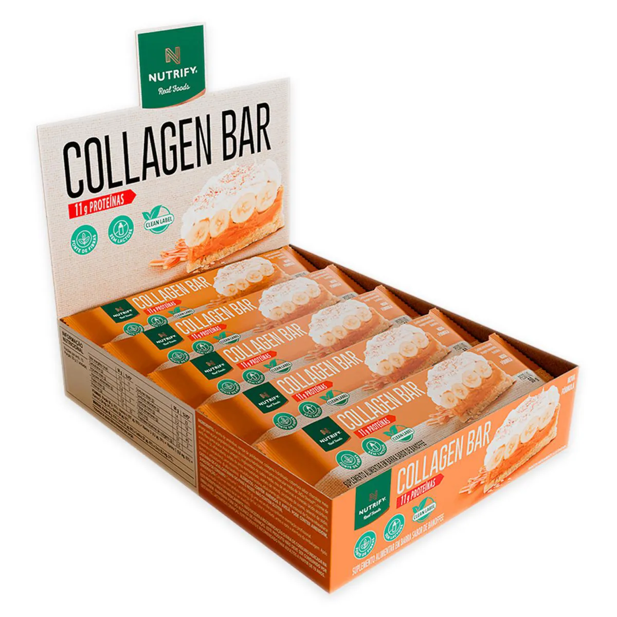Caixa Collagen Bar Nutrify Barra Proteína Banoffe 10Und
