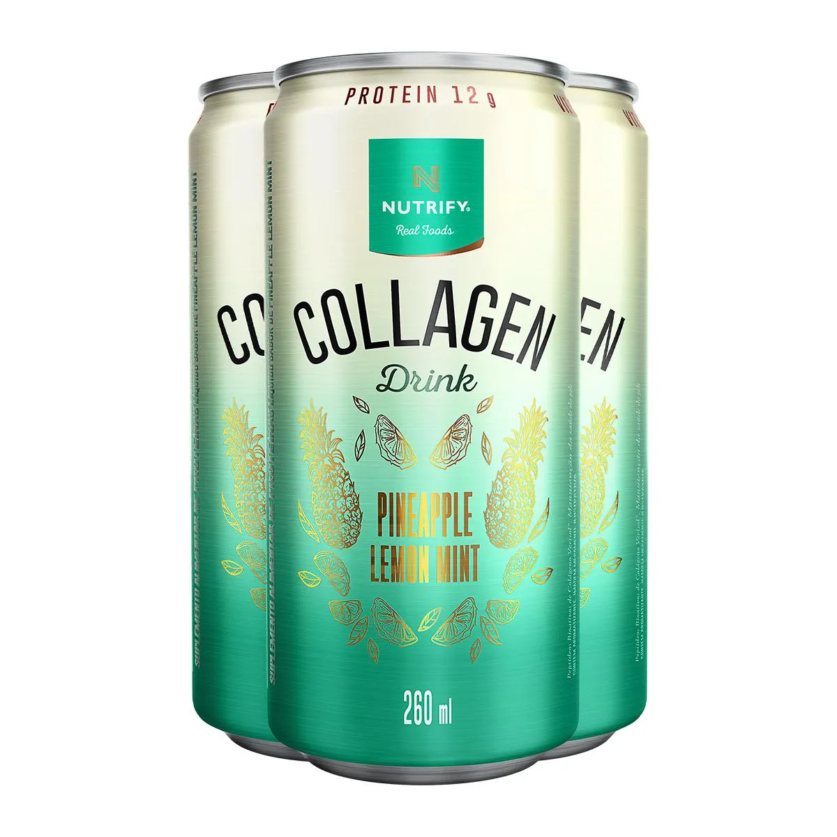 Kit 3 Collagen Drink Abacaxi com Hortelã e Limão Nutrify 260Ml