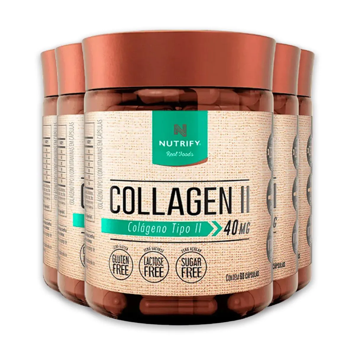 Kit 5 Colágeno Tipo 2 Collagen Ii Nutrify 60 Cápsulas