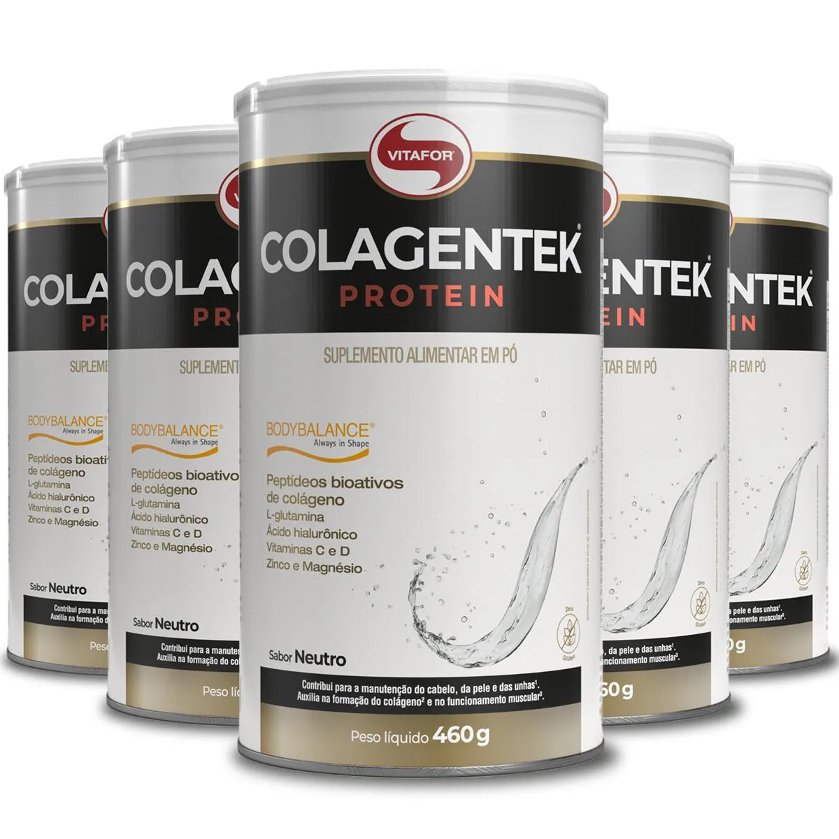 Kit 5 Colagentek Protein Vitafor Neutro 460G