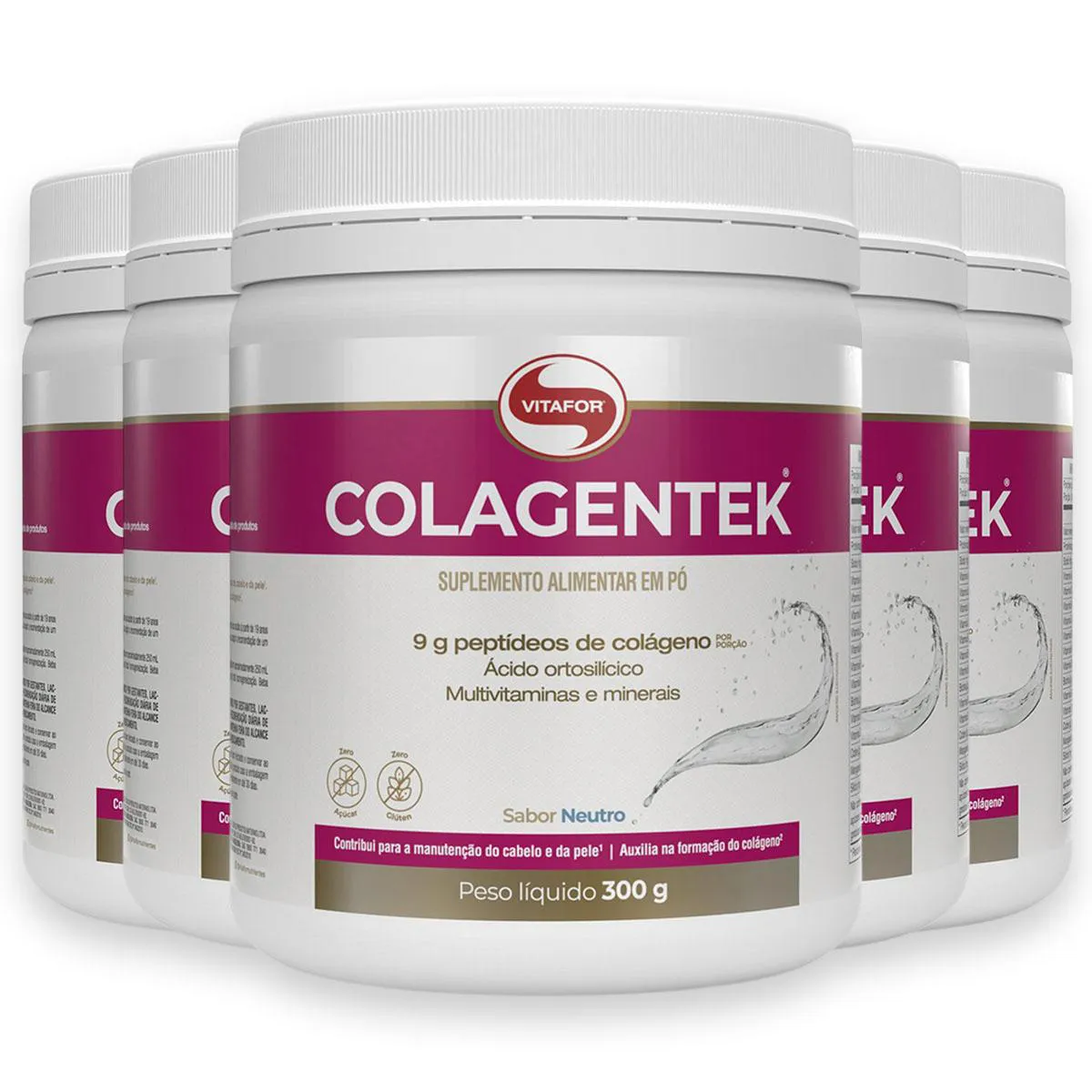 Kit 5 Colagentek Vitafor 300G Neutro