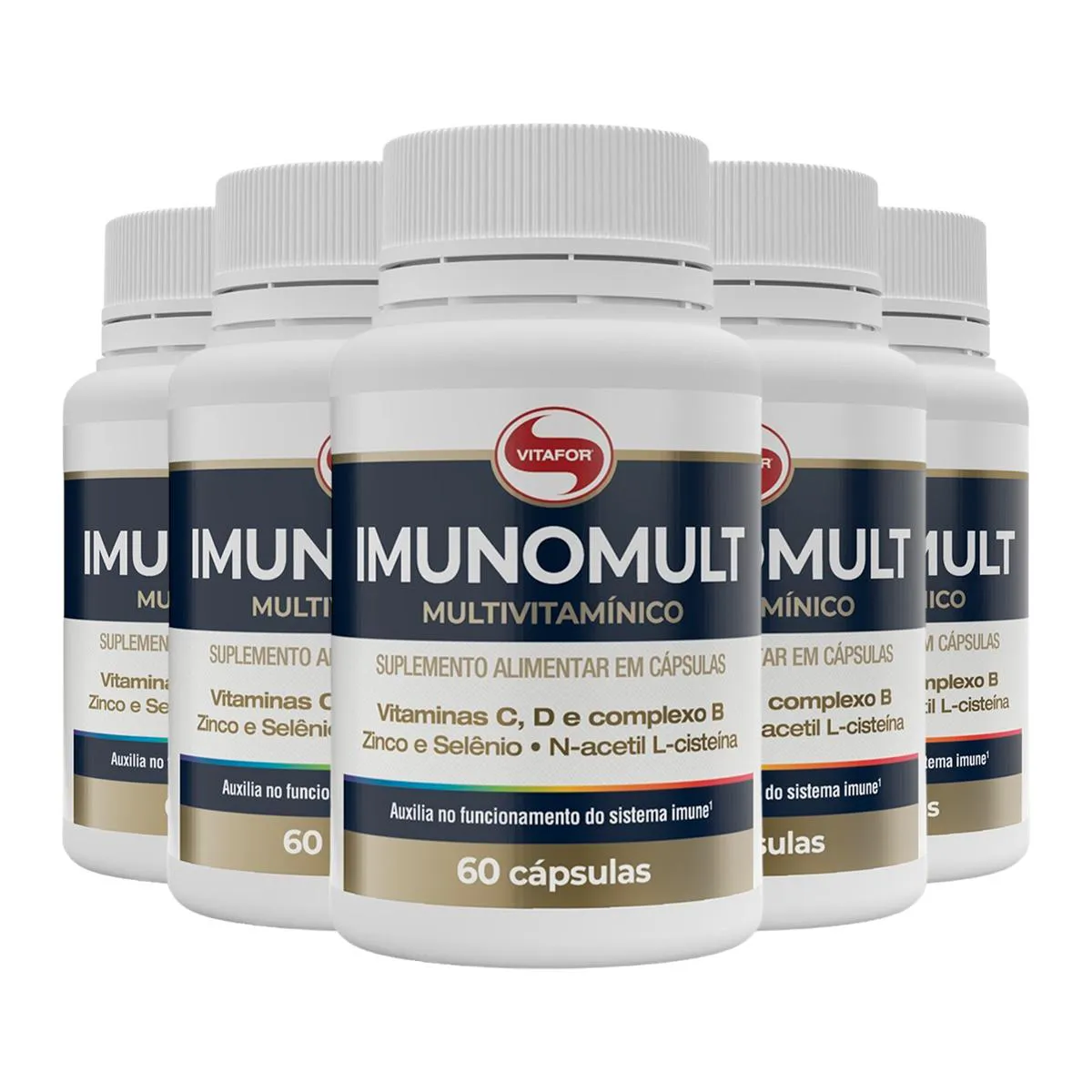 Kit 5 Imunomult Multivitamínico Vitafor 60 Cápsulas
