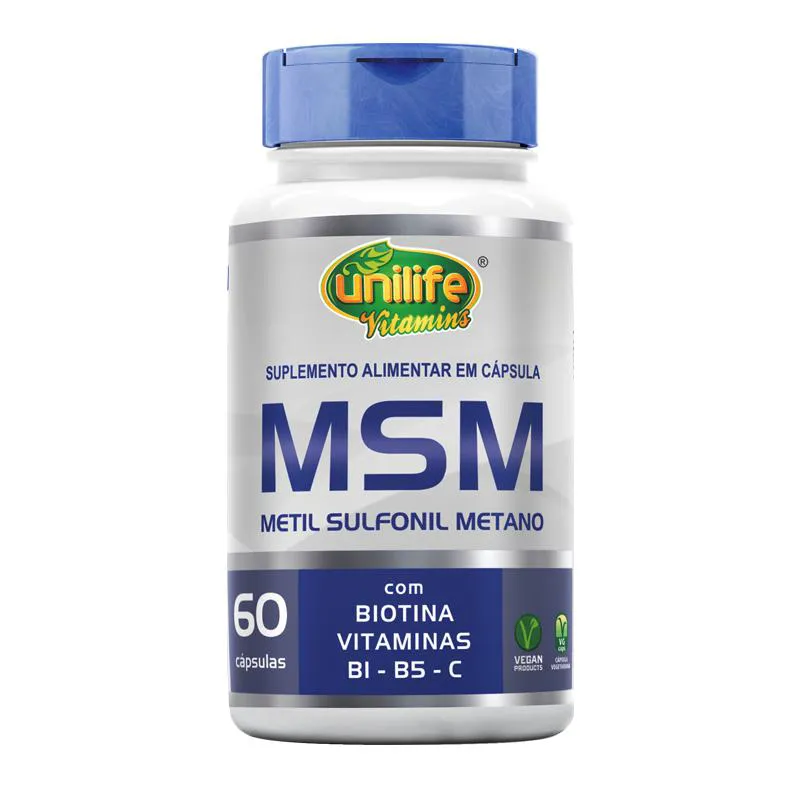 Msm Metil Sufonil Metano + Biotina e Vitamina Unilife 60 Cápsulas