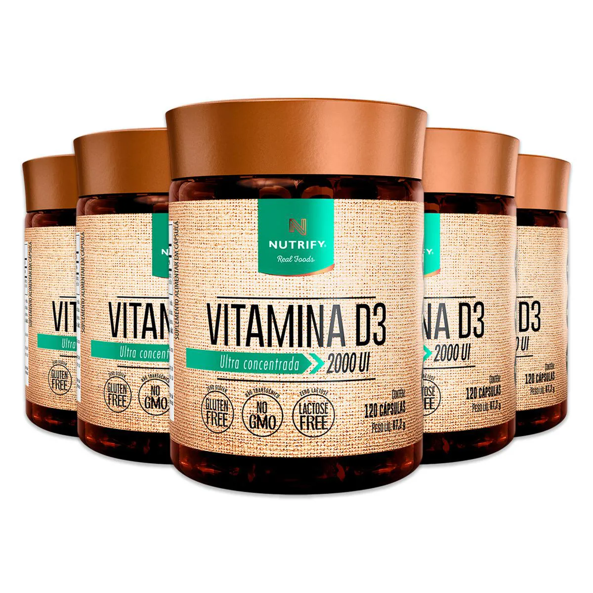 Kit 5 Vitamina D3 2000Ui 120 Cápsulas Nutrify