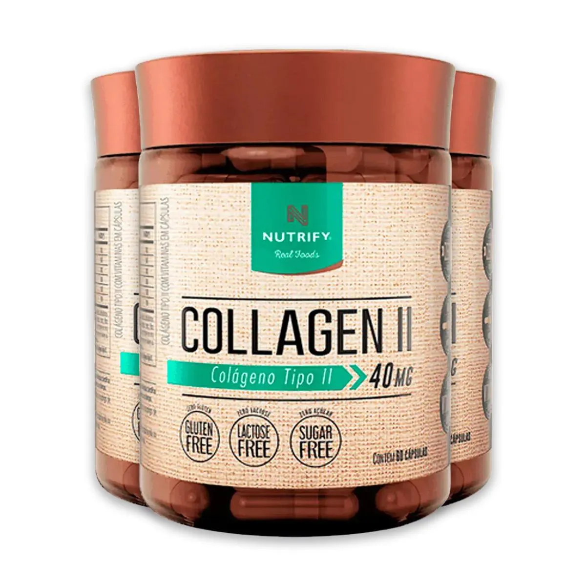 Kit 3 Colágeno Tipo 2 Collagen Ii Nutrify 60 Cápsulas