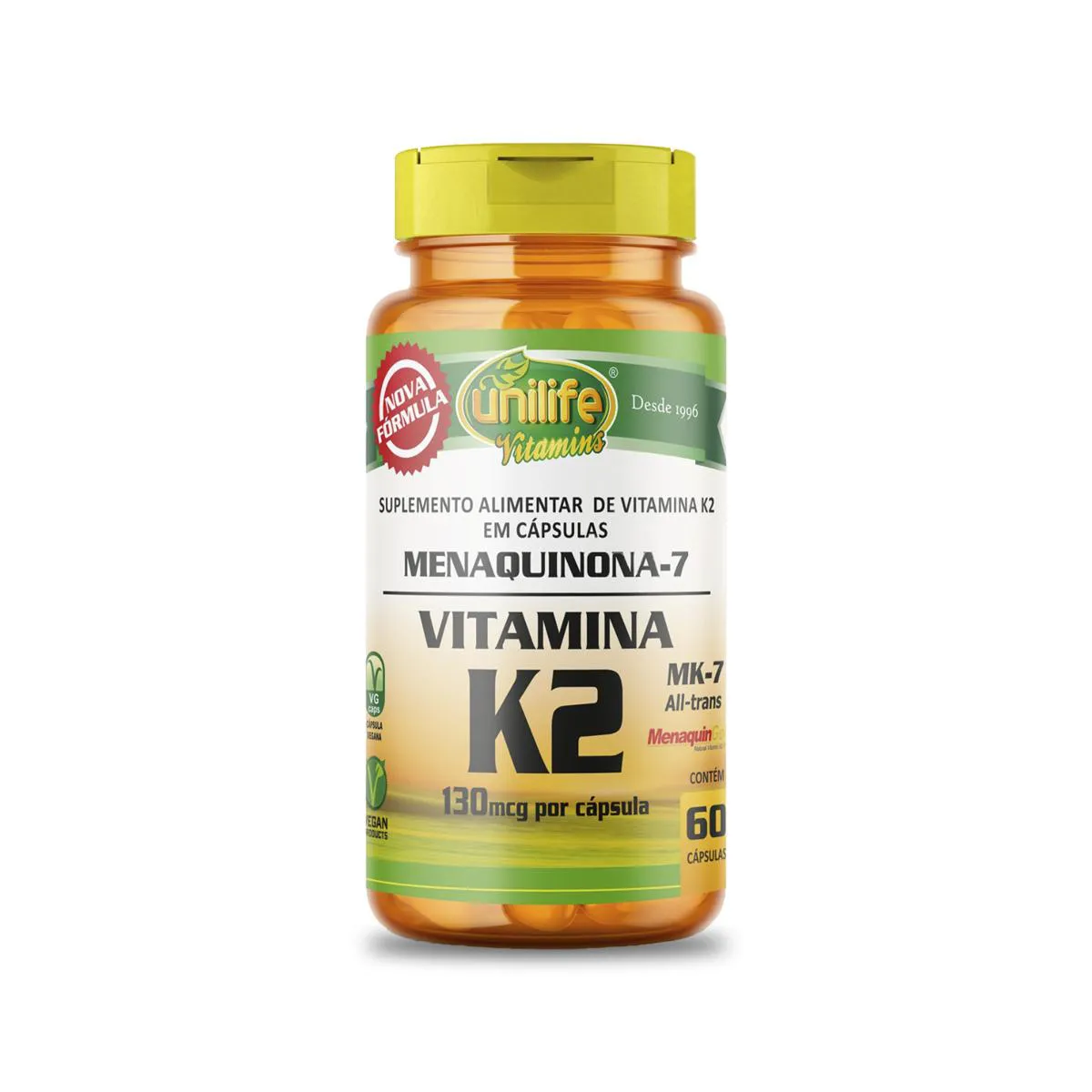 Vitamina K2 Menaquinona Mk7 60 Cápsulas Unilife