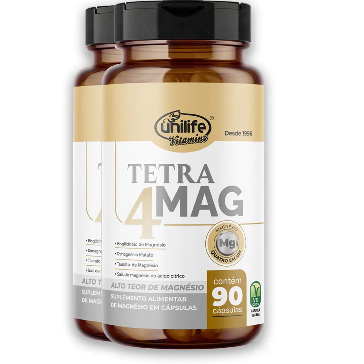 Kit 2 Tetra 4 Mag Unilife 90 Cápsulas Suplemento Alimentar