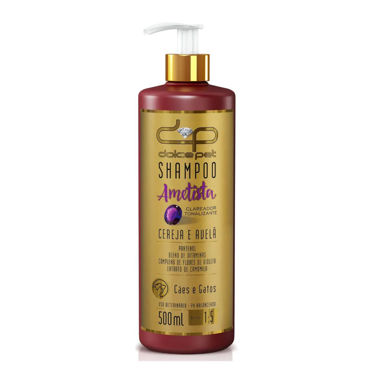 Kit 2 Shampoo Clareador Tonalizante Cereja e Avelã Dolce Pet Cães e Gatos - 500Ml