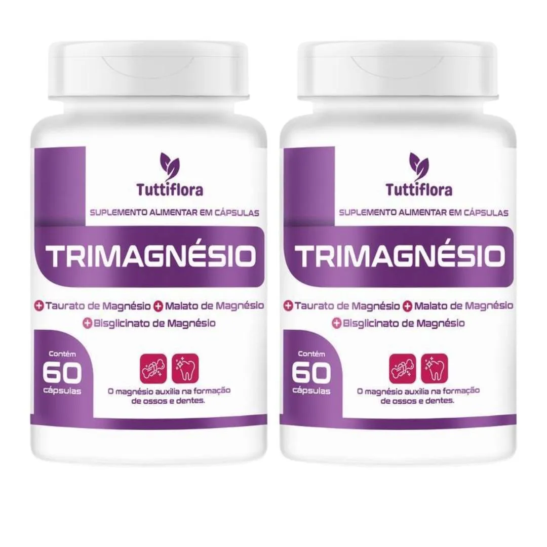 Kit com 2 - Tri Magnésio Premium (taurato, Malato e Quelato) 60 Capsulas de 500mg Nataly