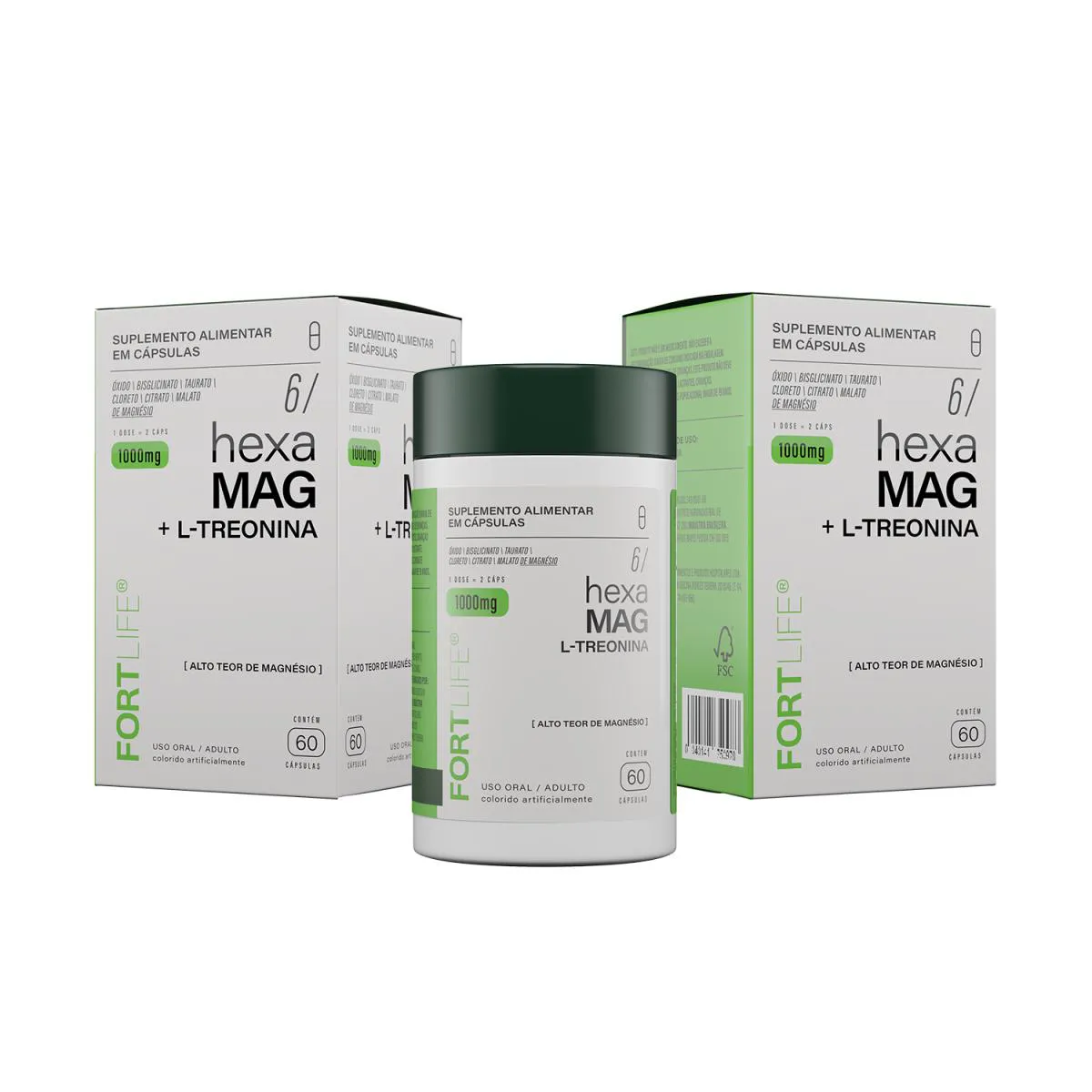 Kit 2 Hexa Mag + L-Treonina 1000Mg 60 Cápsulas Fortlife